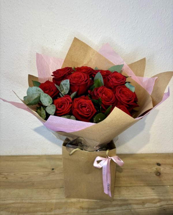 Dozen Valentines Red Rose Bouquet